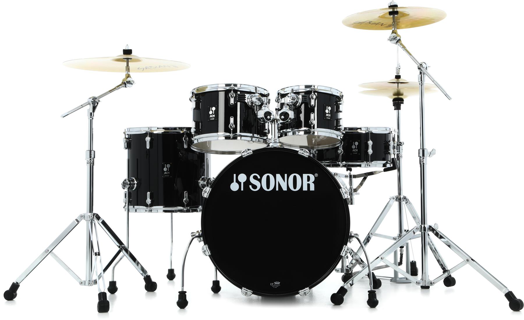 Sonor AQ1 Studio 5-piece Shell Pack with Hardware - Piano Black