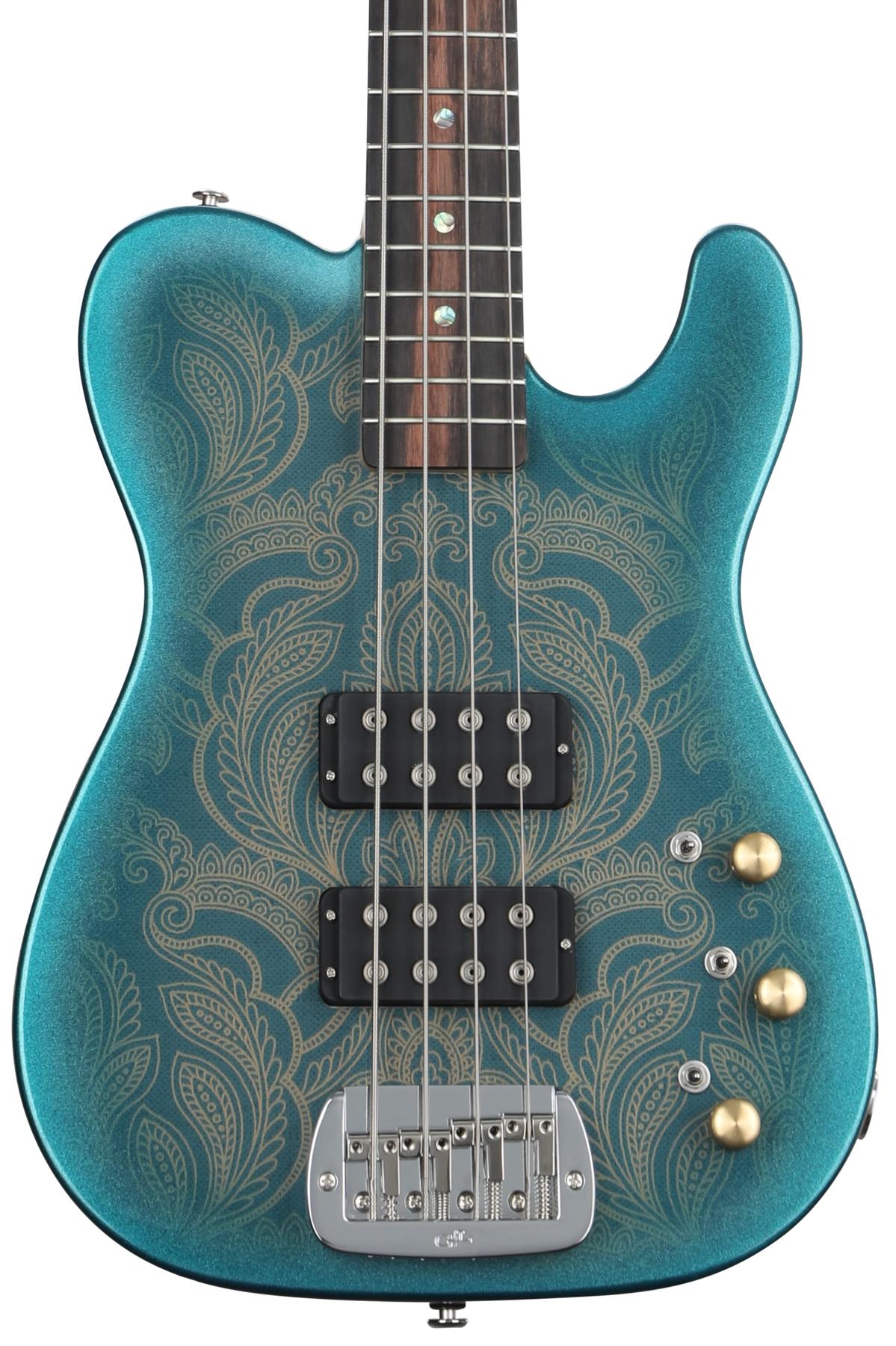 G&L Custom Shop ASAT Bass Guitar - Paisley Pattern/Emerald Blue | Sweetwater