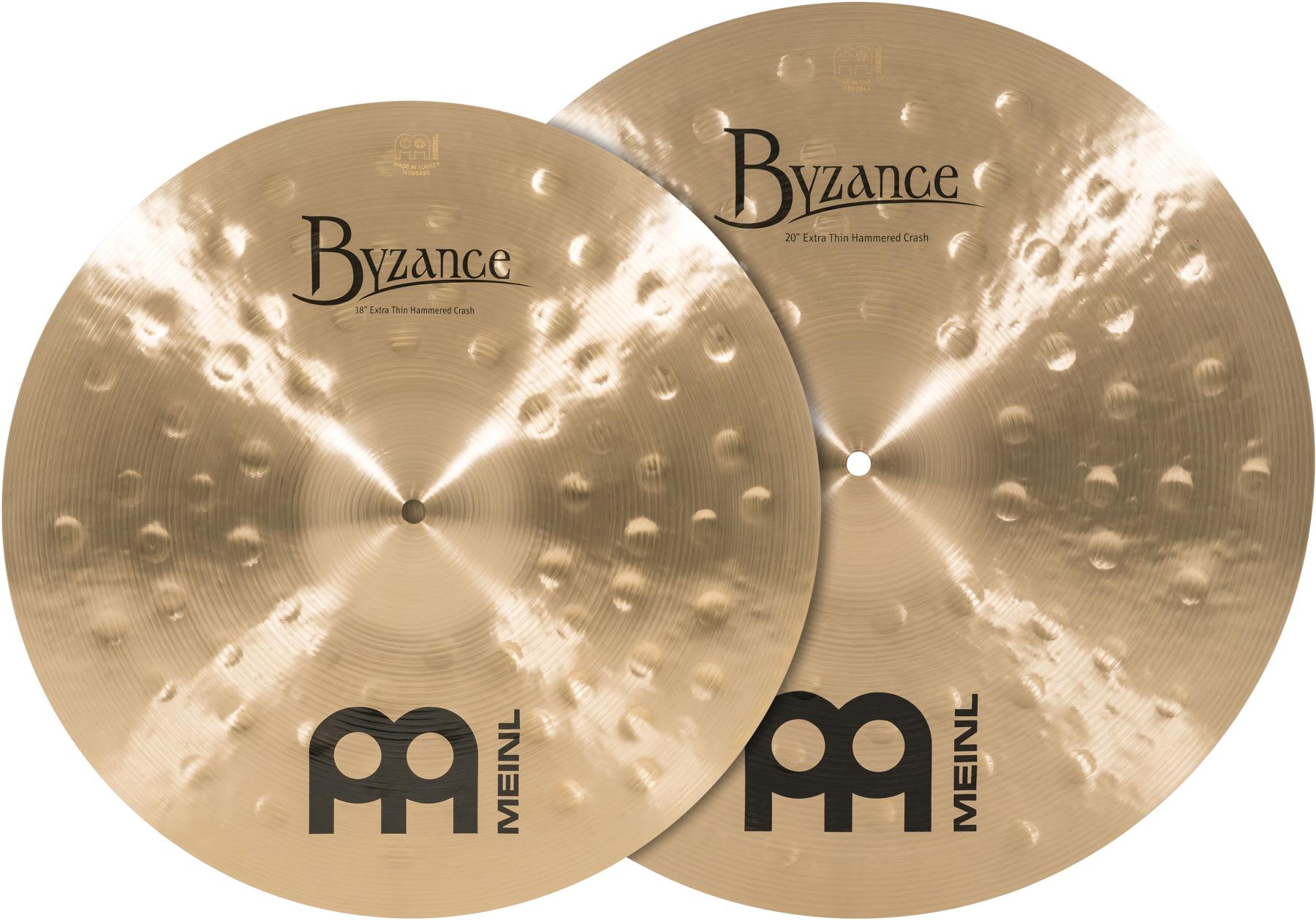 Meinl Cymbals Byzance Matched Crash Pack - 18 inch and 20 inch, Extra Thin Hammered Traditional