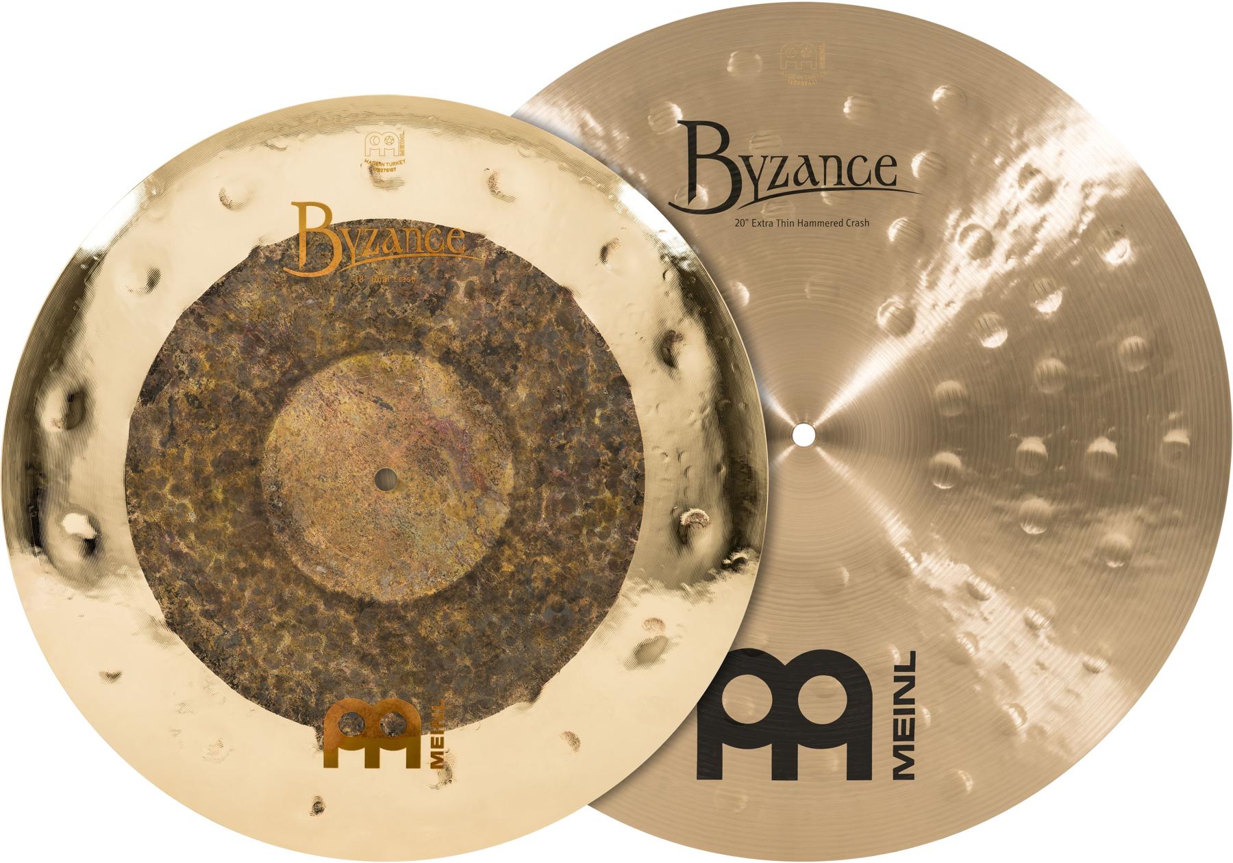 Meinl Cymbals Byzance Mixed Crash Pack - 18 inch Dual and 20 inch, Raw/Brilliant and Extra Thin Hammered Traditional
