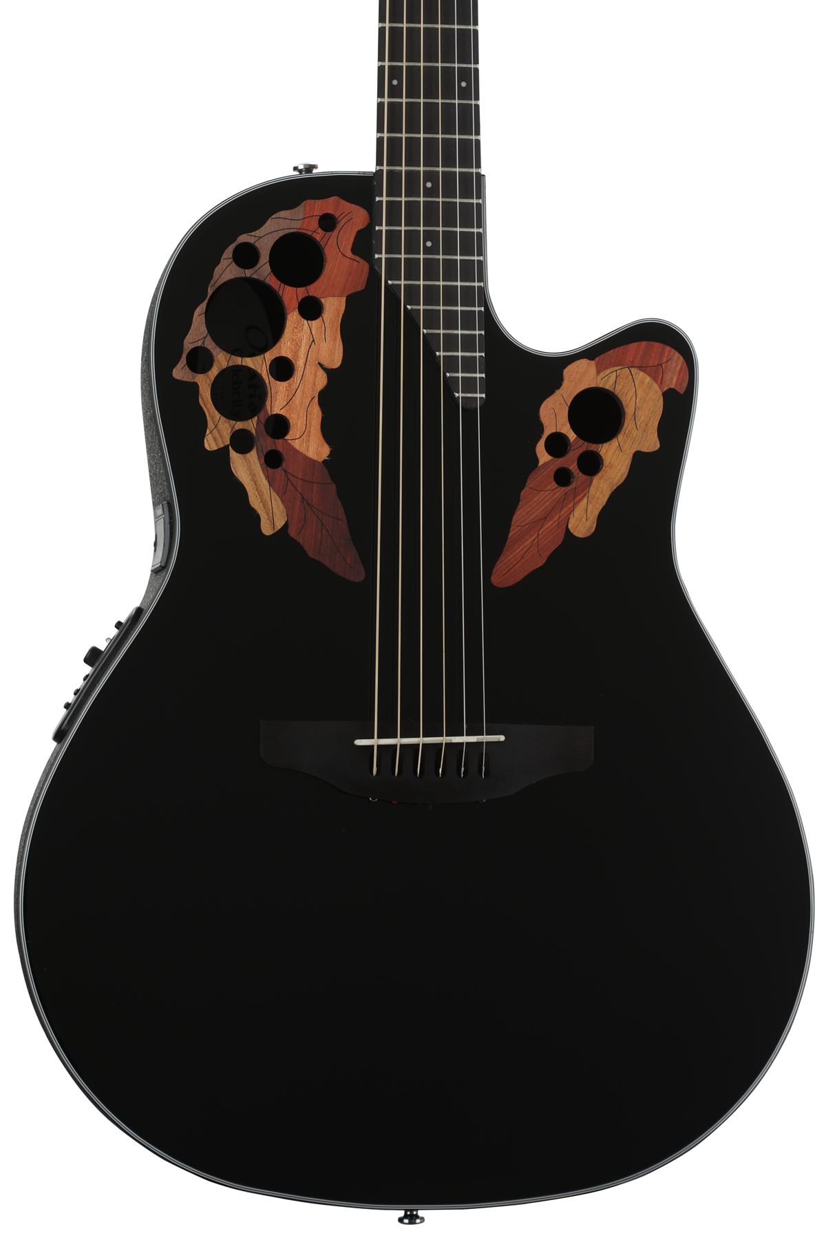 Ovation Elite Celebrity Mid-Depth Acoustic-Electric Guitar - Black