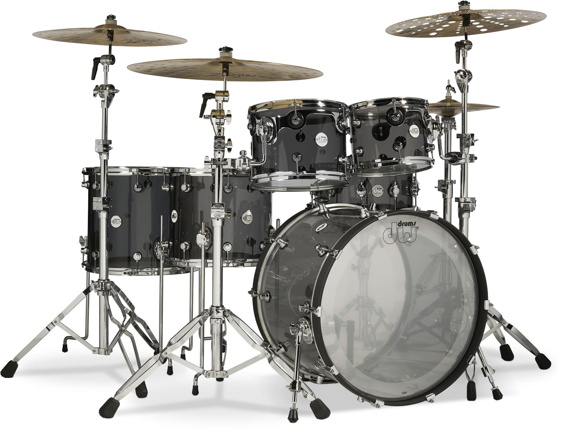 DW Design Series 6-piece Shell Pack with Snare Drum - Smoke Glass - Sweetwater Exclusive