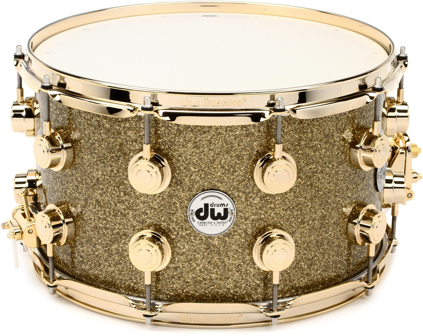 DW Collector's Series Snare Drum - 8 inch x 14 inch, Gold Glass FinishPly with Gold Hardware