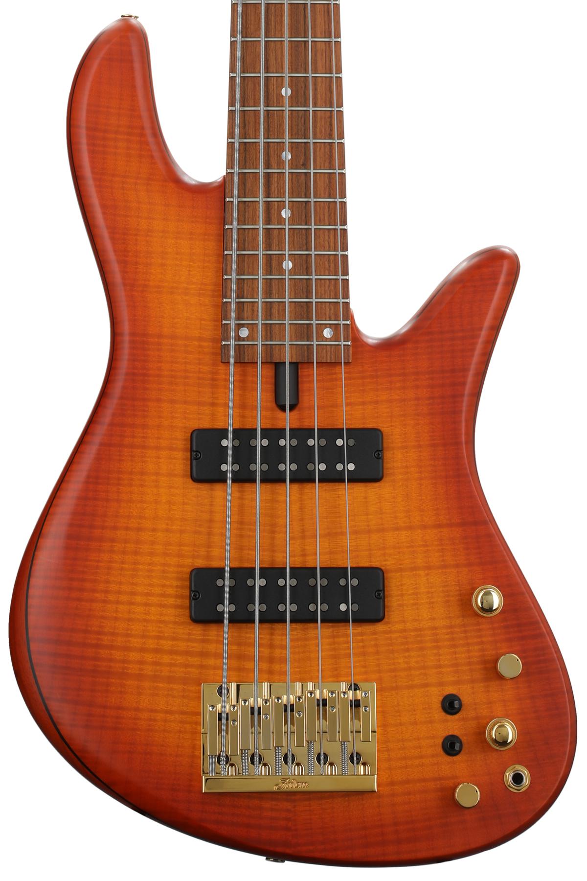 Fodera Emperor 5 Standard Special Bass Guitar Amber Burst with Gold