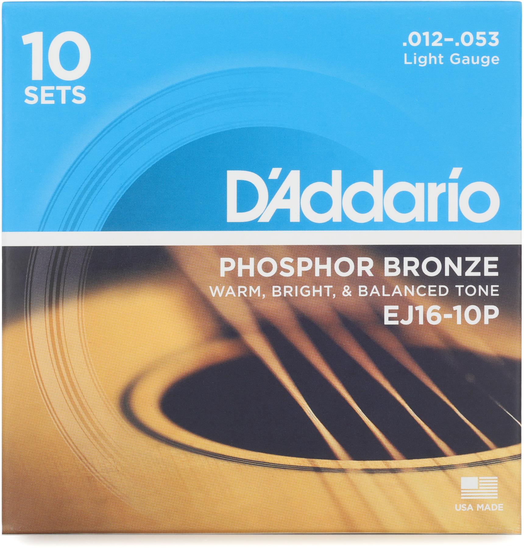 1. D'Addario EJ16 Phosphor Bronze Acoustic Guitar Strings