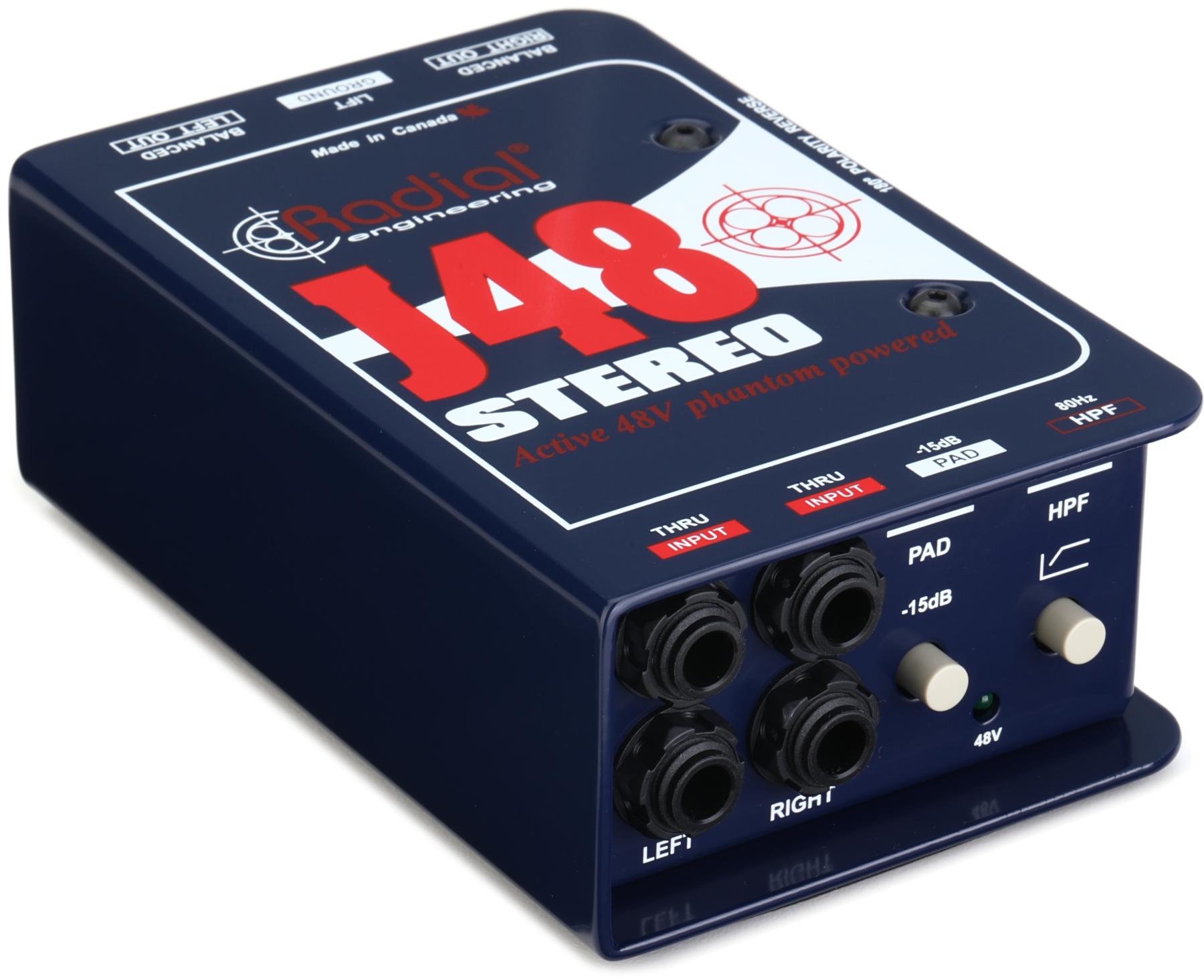 (Active DI Box Radial) J48 Stereo 2-channel Active Instrument Direct Box