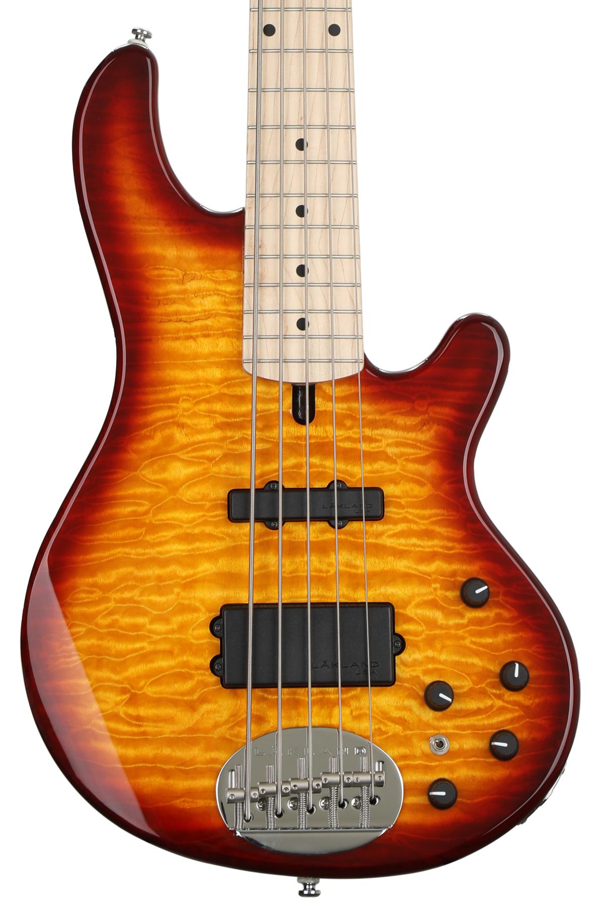 Lakland Skyline 55-02 Deluxe 5-string Bass Guitar - Honey Burst with Maple  Fingerboard