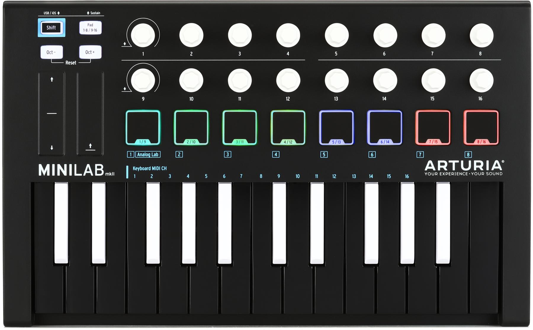 MiniLab MkII 25 Slim-key Controller with Reverse Color Keyboard