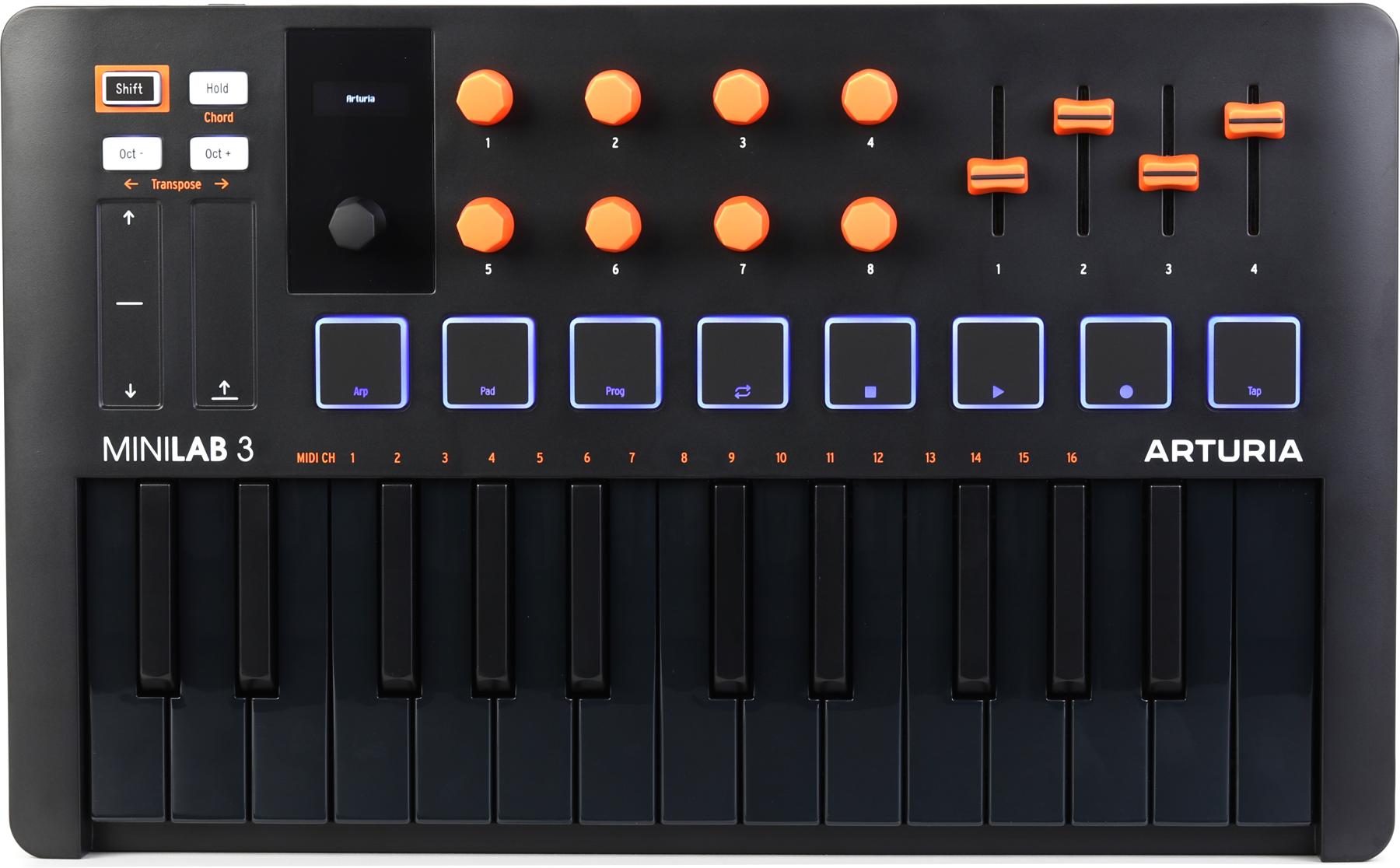 MiniLab 3 25 Slim-key Controller - Black/Orange