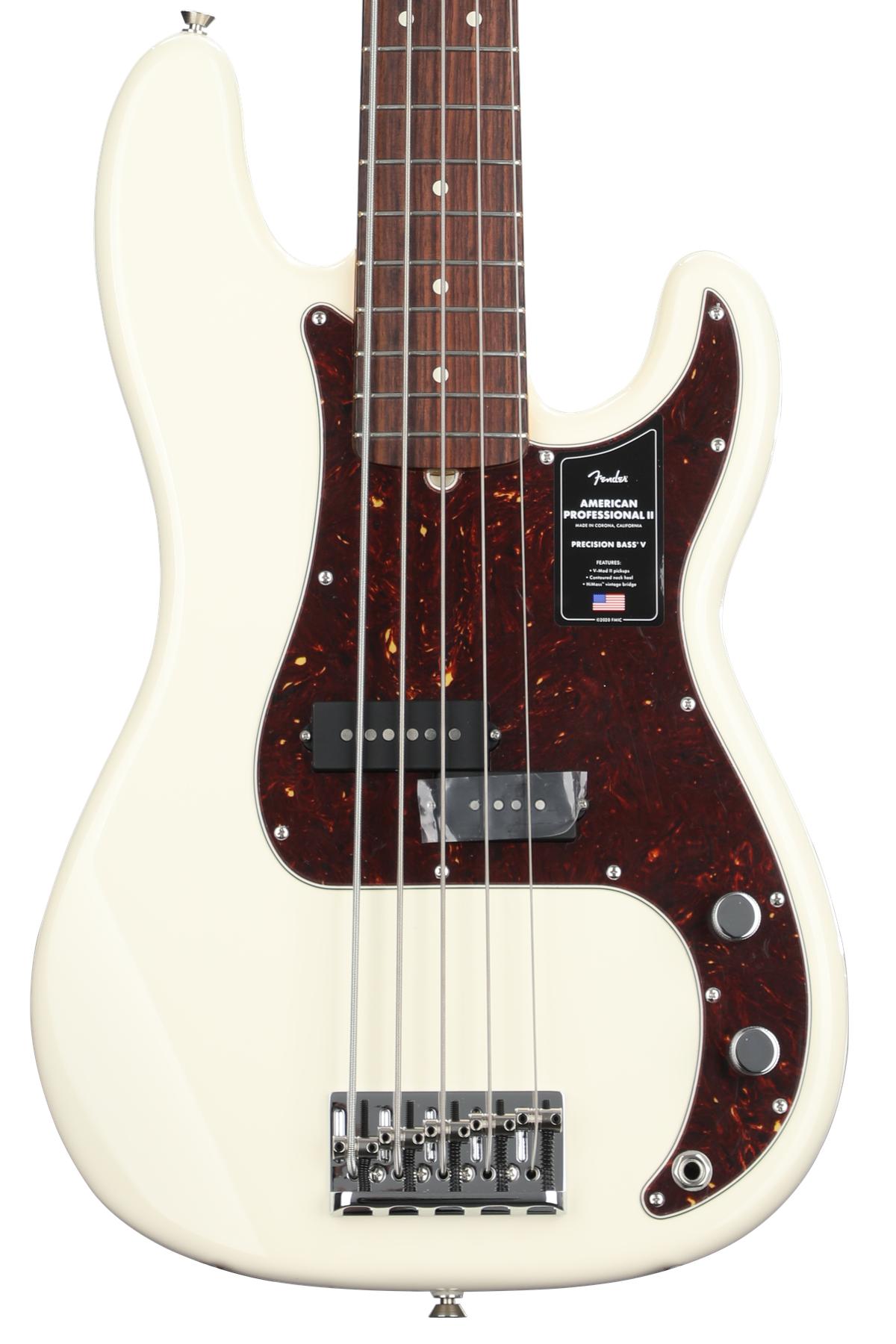 American Professional II Precision Bass V - Olympic White with Rosewood Fingerboard