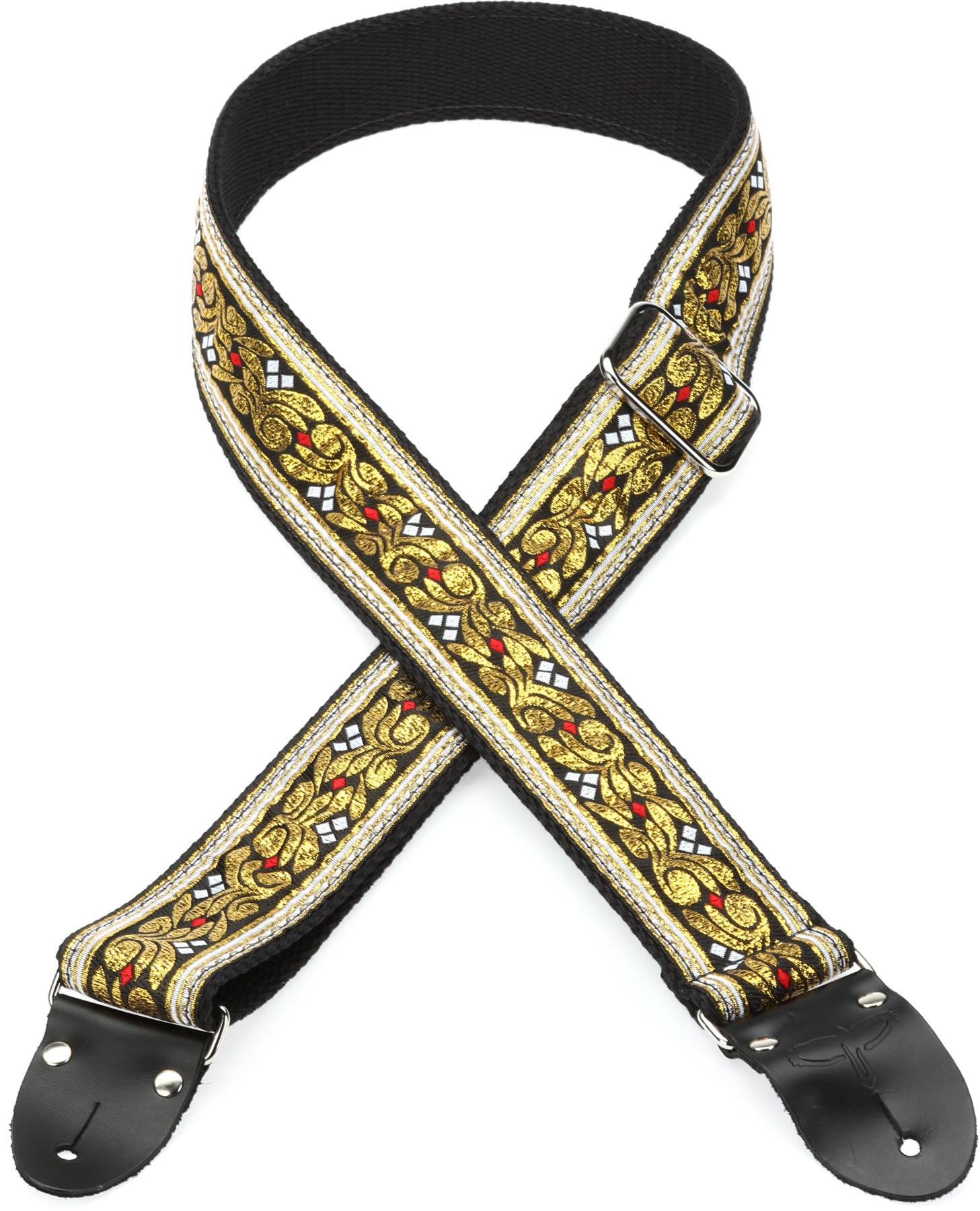 Retro Deluxe Guitar Strap - Gold/Red