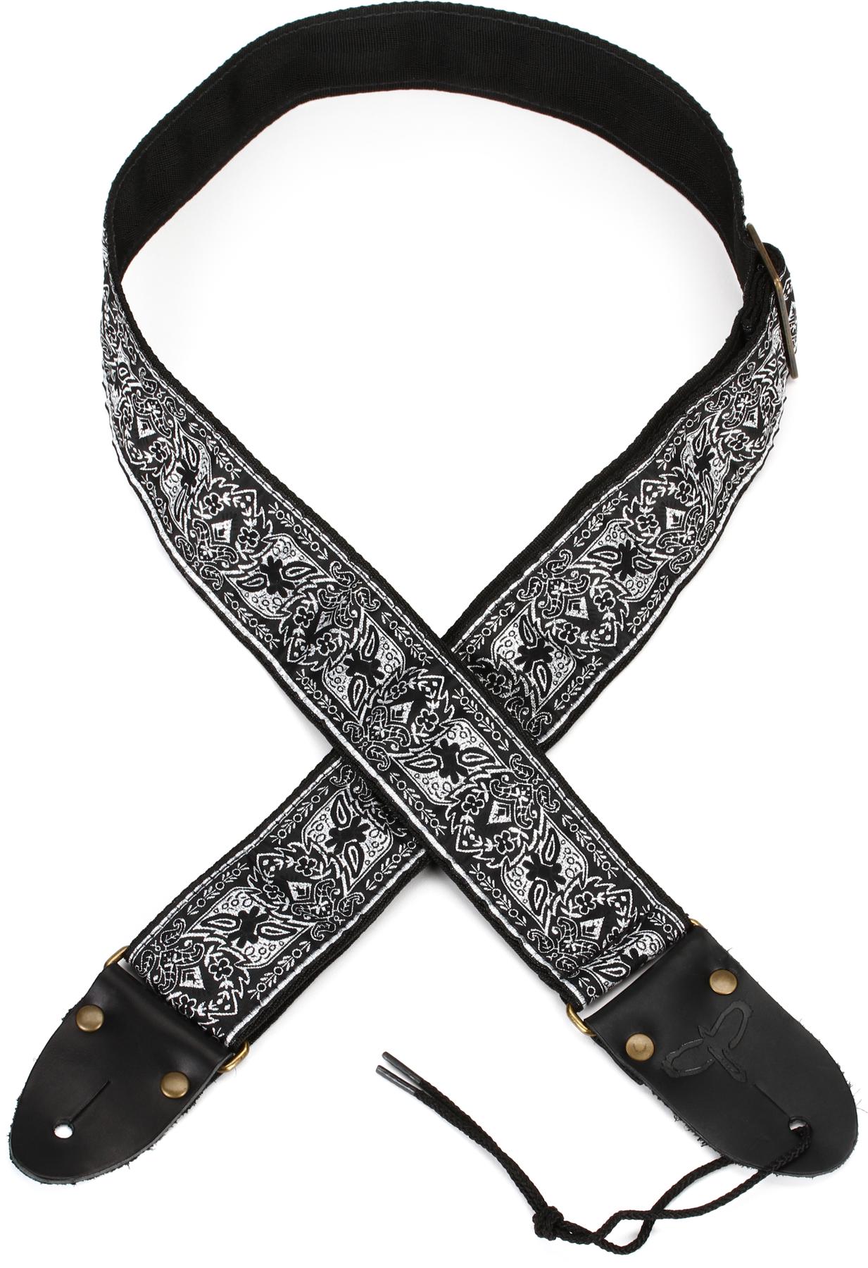 Retro Guitar Strap - Silver/Black