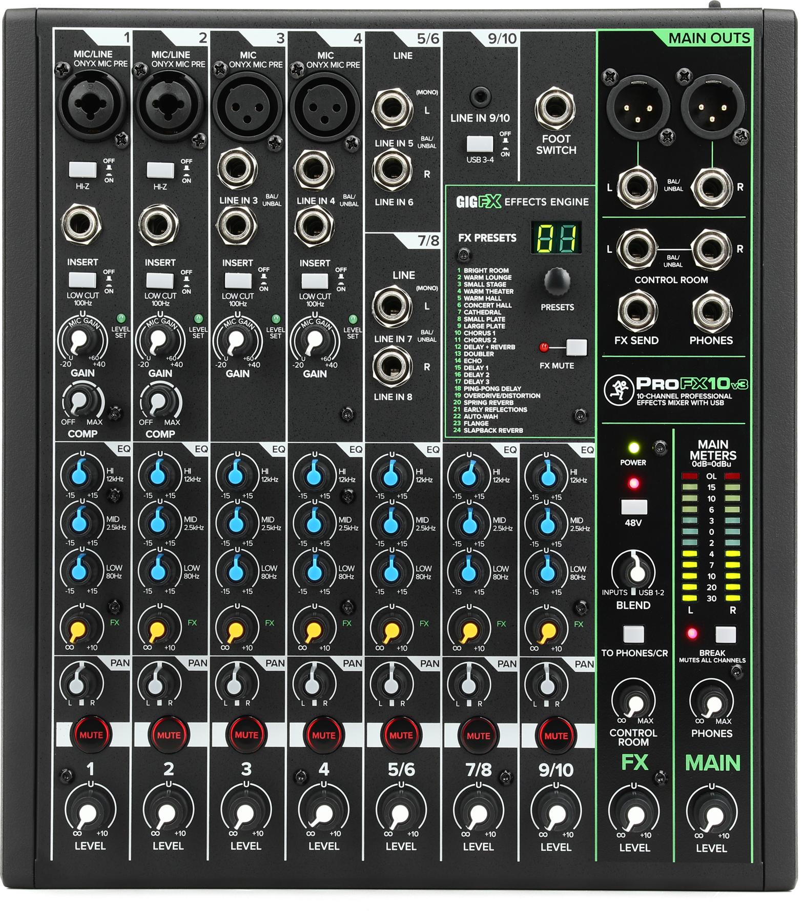 ProFX10v3 10-channel Mixer with USB and Effects