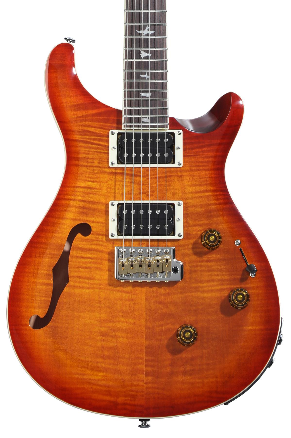 SE Custom 24 Semi-Hollow Piezo Electric Guitar - Vintage Sunburst