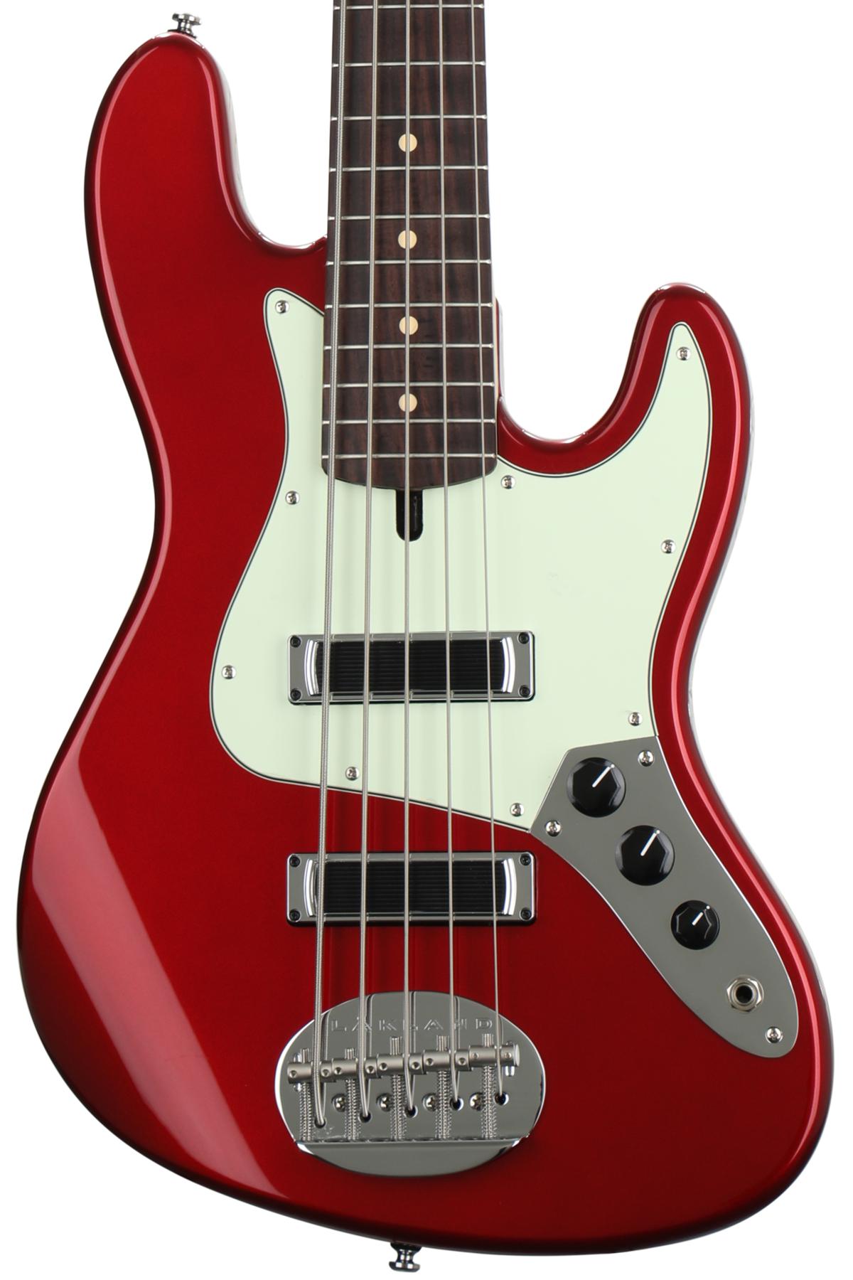 Lakland Skyline J Sonic 5 Bass Guitar - Candy Apple Red with Rosewood