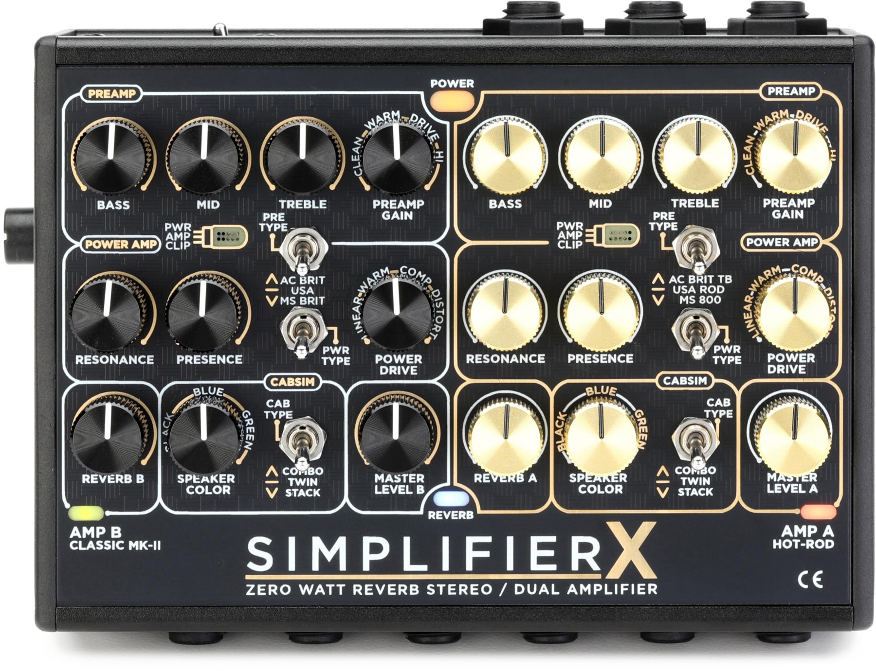 Simplifier X Zero Watt Reverb Stereo/Dual Amplifier Pedal