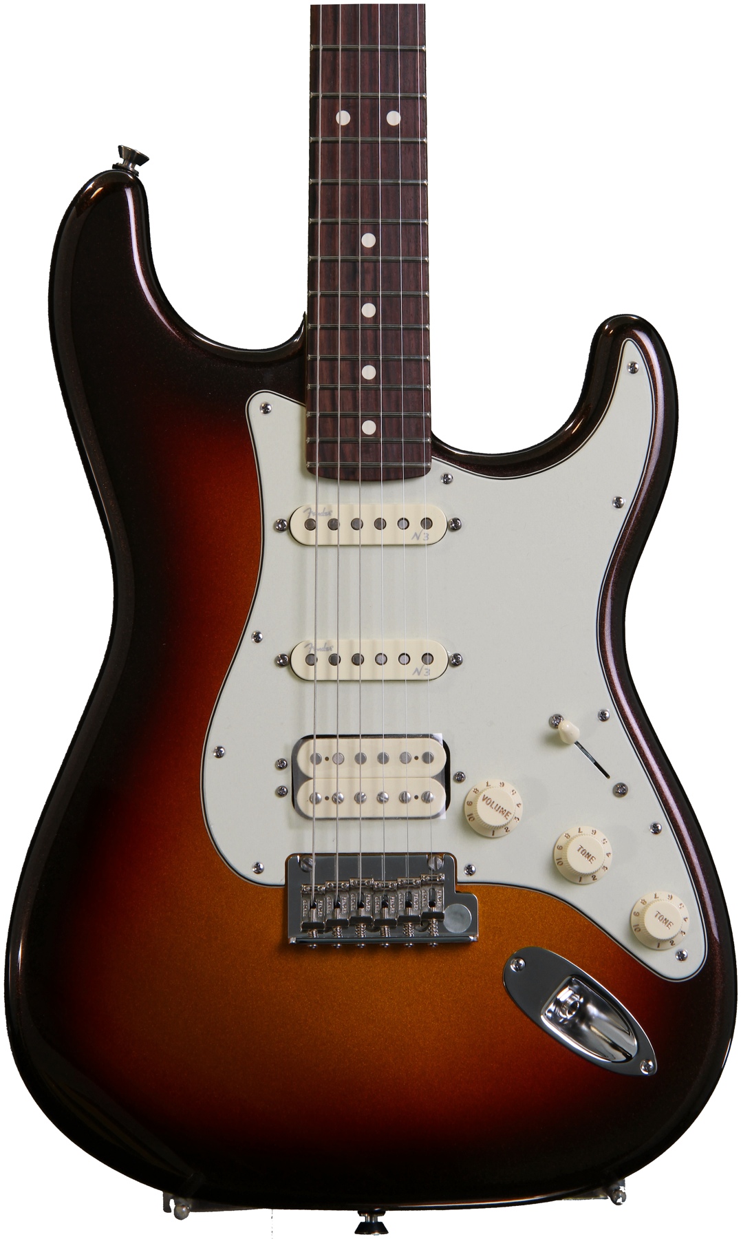 American Deluxe Strat Plus HSS with Personality Cards - Mystic 3-Color Sunburst