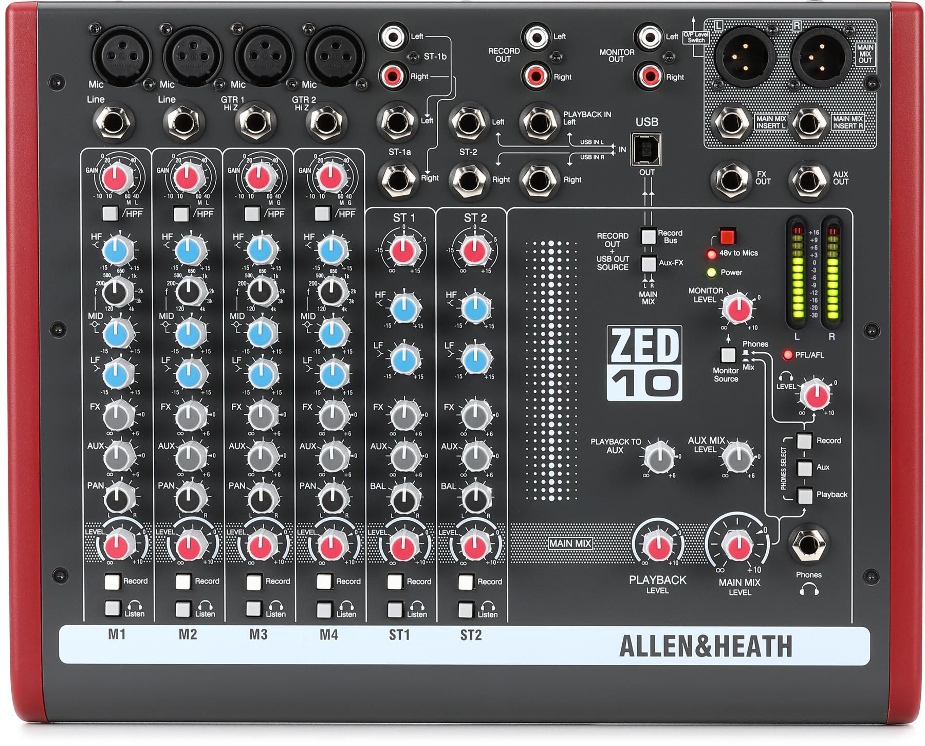 ZED-10 10-channel Mixer with USB Audio Interface