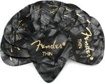 Fender 351 Shape Premium Celluloid Picks - Thin Black Moto - 12-Pack