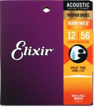 Elixir Strings Nanoweb Phosphor Bronze Acoustic Guitar Strings .012-.056 Medium Light