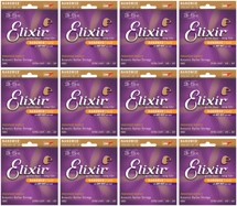 Elixir Strings 16002 Nanoweb Phosphor Bronze Extra Light Acoustic Strings 12-Pack