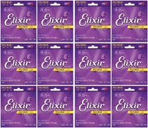 Elixir Strings 11050 Polyweb 80/20 Bronze Light Acoustic Guitar Strings 12-Pack