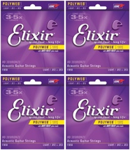 Elixir Strings 11050 Polyweb 80/20 Bronze Light Acoustic Guitar Strings 4-Pack