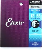 Elixir Strings Polyweb 80/20 Bronze Acoustic Guitar Strings .012-.056 Medium Light
