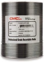 CMC Pro DVD-R 8x White Inkjet Printable 100pk Tape Wrap