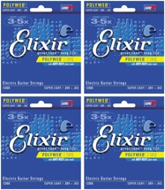 Elixir Strings 12000 Polyweb Super Light Electric Guitar Strings 4-Pack
