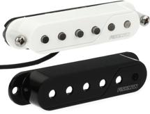 Click to learn more about the Fishman Fluence Single Width Single Coil Sized Multivoice Pickup - Black and White Cap