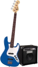 Squier Jazz Bass Pack with Rumble 15 Amplifier - Metallic Blue