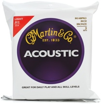 Martin M-140 80/20 Bronze Light Acoustic Strings 3-pack