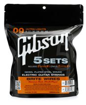 Gibson Accessories 700UL Brite Wires Electric Strings - .009-.042 - Ultra Light - 5-pk