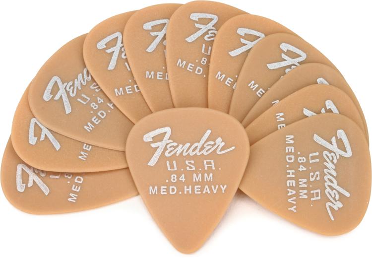 Pack of 3 Picks for Guitar Fender® Mojo Grip Picks Dura-tone Delrin 351 .84 mm Colour: Butterscotch Blonde Pack of 3 Thickness: .84 mm