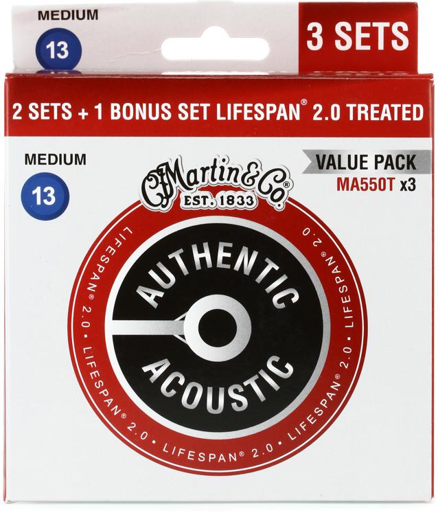 Martin Authentic Acoustic Lifespan 2.0 Treated Guitar Strings 92/8