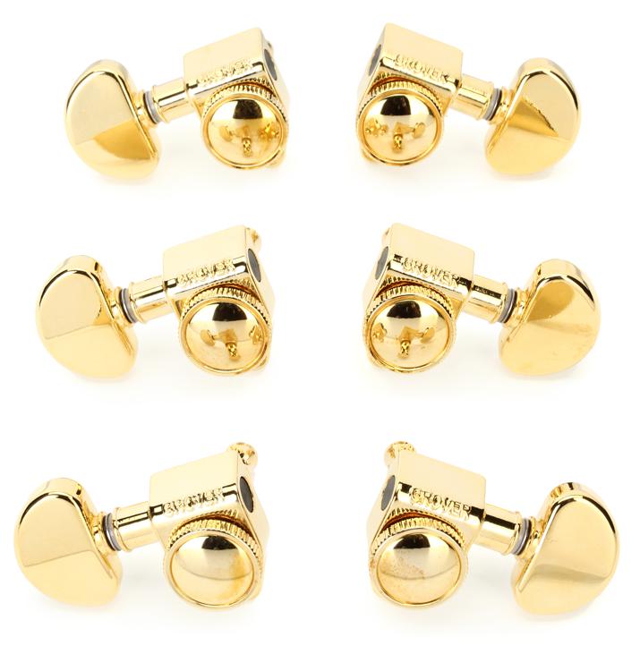 Grover 502CK Guitar Roto-Grip Locking Tuners 3L + 3R 18:1 Rotomatic Machine Heads Tuning Key Pegs with Keystone Buttons Replacement for Gibson Epiphone Electric or Acoustic Guitars Chrome