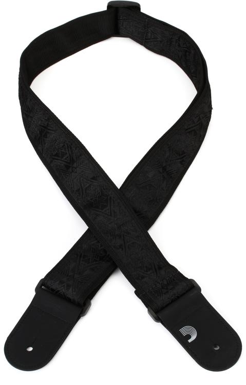 D'Addario Woven Guitar Strap - Black Satin | Sweetwater