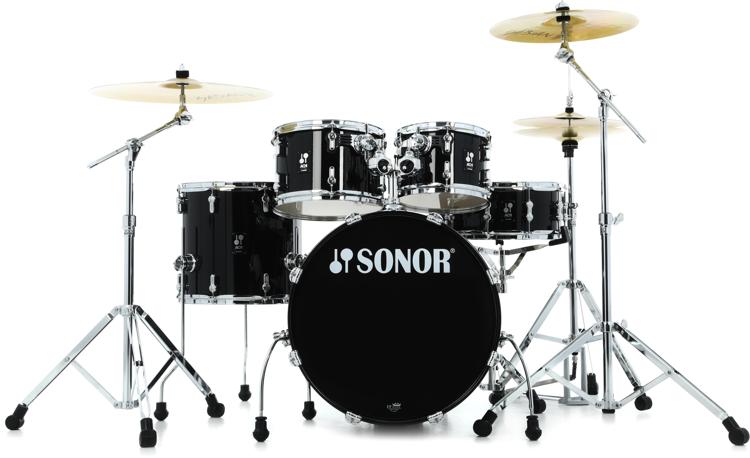 Sonor AQ1 Studio 5-piece Shell Pack with Hardware - Piano Black | Sweetwater