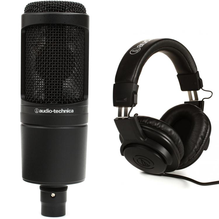 Audio-Technica AT2020USB+ Cardioid Condenser Microphone Bundle with Samson SR350 Over-Ear Closed-Back Headphones Blucoil Mini USB Type-C Hub with 4 USB Ports Pop Filter Windscreen and 5x Cable Ties 