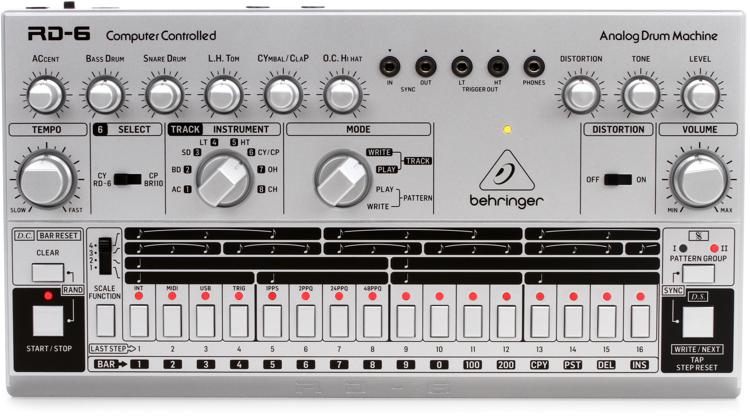Behringer RD-6-SR Analog Drum Machine - Silver | Sweetwater