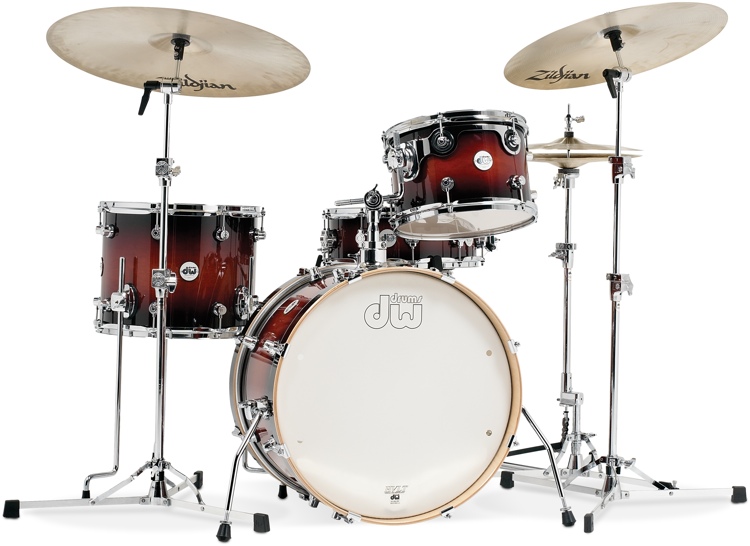 DW DDLG2004TB Design Series Frequent Flyer 4-piece Shell Pack with Snare  Drum Tobacco Burst Sweetwater