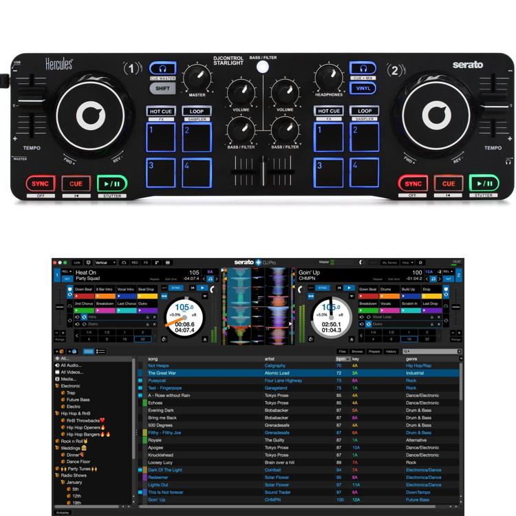 Hercules DJ DJControl Starlight Controller and Serato DJ Pro Bundle