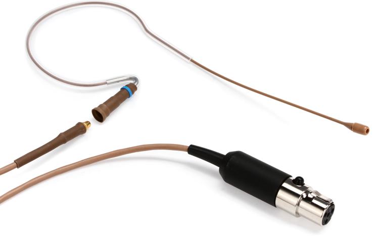 Countryman E6 Omnidirectional Earset Microphone - Low Gain with 2mm Cable  and TA4F Connector for Shure Wireless - Tan