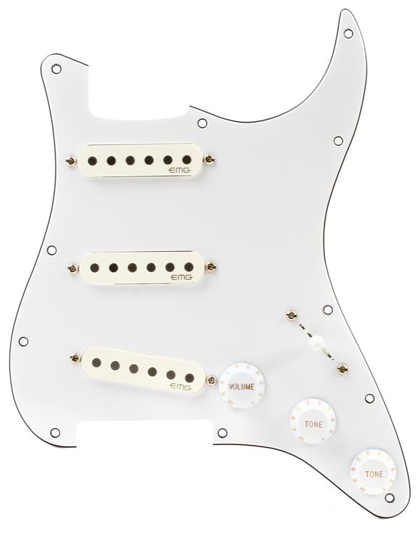 EMG RA-2 Pro Retro Active Strat Style Pre-wired Pickguard S/S/S - White