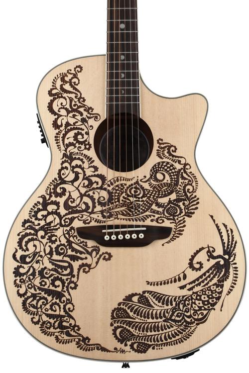Luna Henna Paradise, Select Spruce Acoustic-Electric Guitar - Open
