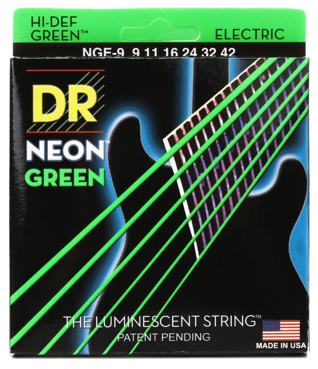 Dr Strings Nge 9 Hi Def Neon Green K3 Coated Electric Guitar Strings 009 042 Light Sweetwater