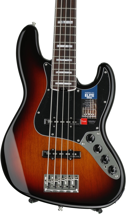 Fender American Elite Jazz Bass V 3 Color Sunburst Rosewood Fingerboard Sweetwater 1995