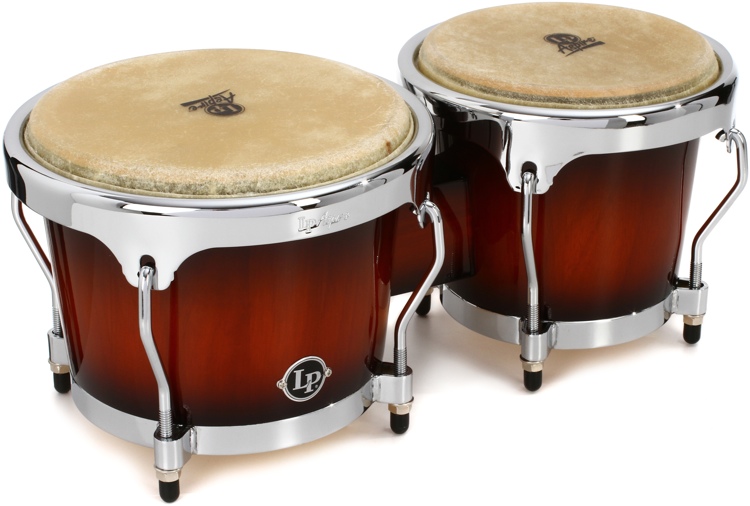 Latin Percussion Aspire Wood Bongos Vintage Sunburst with Chrome
