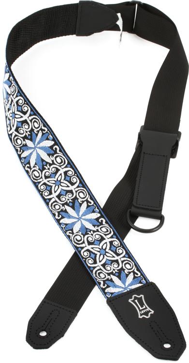 Levy's MRHHT-10 Right Height Woven Guitar Strap - Blue & White Floral Motif